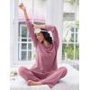 Ekouaer Lounge Sets for Women Comfy Ribbed Knit Pajamas Fall Long Sleeve Sleepwear 2 Piece Casual Loungewear,S-XXL(Purple Red)
