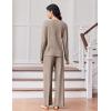 Ekouaer Lounge Sets for Women Comfy Ribbed Knit Pajamas Fall Long Sleeve Sleepwear 2 Piece Casual Loungewear,S-XXL(Tea Grey)