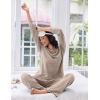 Ekouaer Lounge Sets for Women Comfy Ribbed Knit Pajamas Fall Long Sleeve Sleepwear 2 Piece Casual Loungewear,S-XXL(Tea Grey)