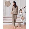 Ekouaer Lounge Sets for Women Comfy Ribbed Knit Pajamas Fall Long Sleeve Sleepwear 2 Piece Casual Loungewear,S-XXL(Tea Grey)