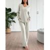 Ekouaer Lounge Sets for Women Long Sleeve Knit Ribbed Pajama Sets 2 Piece Casual Loungewear with Pockets(Apricot)