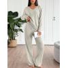 Ekouaer Lounge Sets for Women Long Sleeve Knit Ribbed Pajama Sets 2 Piece Casual Loungewear with Pockets(Apricot)