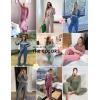 Ekouaer Lounge Sets for Women Long Sleeve Knit Ribbed Pajama Sets 2 Piece Casual Loungewear with Pockets(Black)