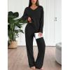 Ekouaer Lounge Sets for Women Long Sleeve Knit Ribbed Pajama Sets 2 Piece Casual Loungewear with Pockets(Black)