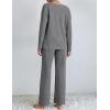 Ekouaer Lounge Sets for Women Long Sleeve Knit Ribbed Pajama Sets 2 Piece Casual Loungewear with Pockets(Dark Gray)