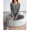 Ekouaer Lounge Sets for Women Long Sleeve Knit Ribbed Pajama Sets 2 Piece Casual Loungewear with Pockets(Dark Gray)
