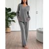 Ekouaer Lounge Sets for Women Long Sleeve Knit Ribbed Pajama Sets 2 Piece Casual Loungewear with Pockets(Dark Gray)