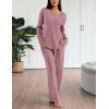 Ekouaer Lounge Sets for Women Long Sleeve Knit Ribbed Pajama Sets 2 Piece Casual Loungewear with Pockets(Dusty Rose)