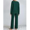 Ekouaer Lounge Sets for Women Long Sleeve Knit Ribbed Pajama Sets 2 Piece Casual Loungewear with Pockets(Green)