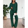 Ekouaer Lounge Sets for Women Long Sleeve Knit Ribbed Pajama Sets 2 Piece Casual Loungewear with Pockets(Green)