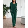 Ekouaer Lounge Sets for Women Long Sleeve Knit Ribbed Pajama Sets 2 Piece Casual Loungewear with Pockets(Green)