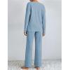 Ekouaer Lounge Sets for Women Long Sleeve Knit Ribbed Pajama Sets 2 Piece Casual Loungewear with Pockets(Light Blue)