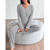 Ekouaer Lounge Sets for Women Long Sleeve Knit Ribbed Pajama Sets 2 Piece Casual Loungewear with Pockets(Light Gray)
