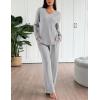 Ekouaer Lounge Sets for Women Long Sleeve Knit Ribbed Pajama Sets 2 Piece Casual Loungewear with Pockets(Light Gray)
