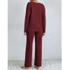 Ekouaer Lounge Sets for Women Long Sleeve Knit Ribbed Pajama Sets 2 Piece Casual Loungewear with Pockets(Red)