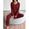 Ekouaer Lounge Sets for Women Long Sleeve Knit Ribbed Pajama Sets 2 Piece Casual Loungewear with Pockets(Red)