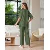 Ekouaer Lounge Sets for Women Short Sleeve Tops and Long Pants Soft Comfy Pajamas Set 2 Piece Outfits S-XXL(Army Green)
