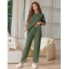 Ekouaer Lounge Sets for Women Short Sleeve Tops and Long Pants Soft Comfy Pajamas Set 2 Piece Outfits S-XXL(Army Green)