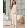 Ekouaer Lounge Sets for Women Short Sleeve Tops and Long Pants Soft Comfy Pajamas Set 2 Piece Outfits S-XXL(Beige)