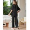 Ekouaer Lounge Sets for Women Short Sleeve Tops and Long Pants Soft Comfy Pajamas Set 2 Piece Outfits S-XXL(Black)