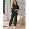 Ekouaer Lounge Sets for Women Short Sleeve Tops and Long Pants Soft Comfy Pajamas Set 2 Piece Outfits S-XXL(Black)