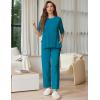 Ekouaer Lounge Sets for Women Short Sleeve Tops and Long Pants Soft Comfy Pajamas Set 2 Piece Outfits S-XXL(Blue Green)