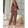 Ekouaer Lounge Sets for Women Short Sleeve Tops and Long Pants Soft Comfy Pajamas Set 2 Piece Outfits S-XXL(Brown)