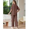 Ekouaer Lounge Sets for Women Short Sleeve Tops and Long Pants Soft Comfy Pajamas Set 2 Piece Outfits S-XXL(Brown)