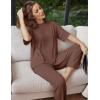 Ekouaer Lounge Sets for Women Short Sleeve Tops and Long Pants Soft Comfy Pajamas Set 2 Piece Outfits S-XXL(Brown)