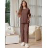 Ekouaer Lounge Sets for Women Short Sleeve Tops and Long Pants Soft Comfy Pajamas Set 2 Piece Outfits S-XXL(Brown)