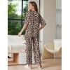 Ekouaer Lounge Sets for Women Short Sleeve Tops and Long Pants Soft Comfy Pajamas Set 2 Piece Outfits S-XXL(Brown Leopard)