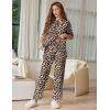 Ekouaer Lounge Sets for Women Short Sleeve Tops and Long Pants Soft Comfy Pajamas Set 2 Piece Outfits S-XXL(Brown Leopard)