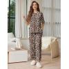 Ekouaer Lounge Sets for Women Short Sleeve Tops and Long Pants Soft Comfy Pajamas Set 2 Piece Outfits S-XXL(Brown Leopard)
