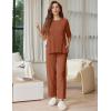 Ekouaer Lounge Sets for Women Short Sleeve Tops and Long Pants Soft Comfy Pajamas Set 2 Piece Outfits S-XXL(Camel)