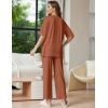 Ekouaer Lounge Sets for Women Short Sleeve Tops and Long Pants Soft Comfy Pajamas Set 2 Piece Outfits S-XXL(Camel)