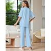 Ekouaer Lounge Sets for Women Short Sleeve Tops and Long Pants Soft Comfy Pajamas Set 2 Piece Outfits S-XXL(Clear Blue)