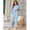 Ekouaer Lounge Sets for Women Short Sleeve Tops and Long Pants Soft Comfy Pajamas Set 2 Piece Outfits S-XXL(Clear Blue)