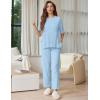 Ekouaer Lounge Sets for Women Short Sleeve Tops and Long Pants Soft Comfy Pajamas Set 2 Piece Outfits S-XXL(Clear Blue)