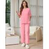 Ekouaer Lounge Sets for Women Short Sleeve Tops and Long Pants Soft Comfy Pajamas Set 2 Piece Outfits S-XXL(Coral Pink)