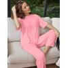 Ekouaer Lounge Sets for Women Short Sleeve Tops and Long Pants Soft Comfy Pajamas Set 2 Piece Outfits S-XXL(Coral Pink)