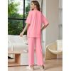 Ekouaer Lounge Sets for Women Short Sleeve Tops and Long Pants Soft Comfy Pajamas Set 2 Piece Outfits S-XXL(Coral Pink)