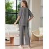 Ekouaer Lounge Sets for Women Short Sleeve Tops and Long Pants Soft Comfy Pajamas Set 2 Piece Outfits S-XXL(Dark Gray)