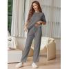 Ekouaer Lounge Sets for Women Short Sleeve Tops and Long Pants Soft Comfy Pajamas Set 2 Piece Outfits S-XXL(Dark Gray)
