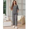 Ekouaer Lounge Sets for Women Short Sleeve Tops and Long Pants Soft Comfy Pajamas Set 2 Piece Outfits S-XXL(Dark Gray)
