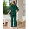 Ekouaer Lounge Sets for Women Short Sleeve Tops and Long Pants Soft Comfy Pajamas Set 2 Piece Outfits S-XXL(Dark Green)