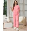 Ekouaer Lounge Sets for Women Short Sleeve Tops and Long Pants Soft Comfy Pajamas Set 2 Piece Outfits S-XXL(Deep Pink)