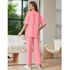 Ekouaer Lounge Sets for Women Short Sleeve Tops and Long Pants Soft Comfy Pajamas Set 2 Piece Outfits S-XXL(Deep Pink)