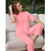 Ekouaer Lounge Sets for Women Short Sleeve Tops and Long Pants Soft Comfy Pajamas Set 2 Piece Outfits S-XXL(Deep Pink)