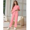 Ekouaer Lounge Sets for Women Short Sleeve Tops and Long Pants Soft Comfy Pajamas Set 2 Piece Outfits S-XXL(Deep Pink)