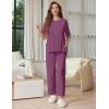Ekouaer Lounge Sets for Women Short Sleeve Tops and Long Pants Soft Comfy Pajamas Set 2 Piece Outfits S-XXL(Fuchsia)